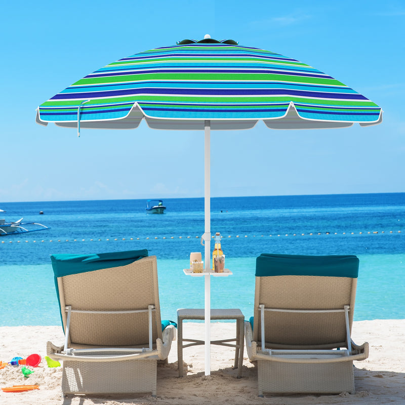 Costway - 7.2 Feet Portable Outdoor Beach Umbrella with Sand Anchor and Tilt Mechanism-Green