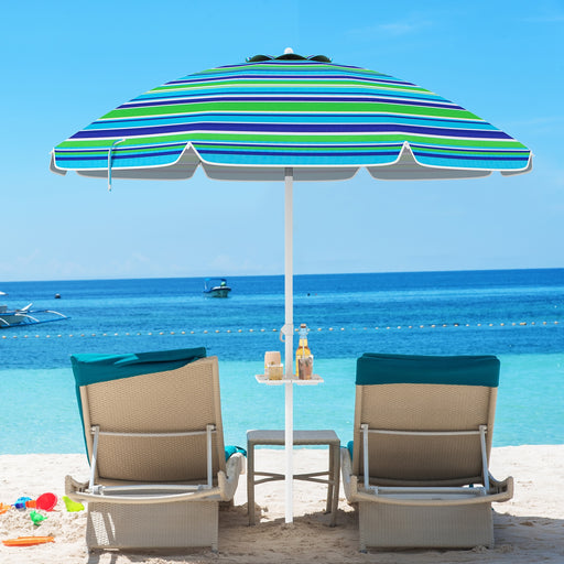 Costway - 7.2 Feet Portable Outdoor Beach Umbrella with Sand Anchor and Tilt Mechanism-Green