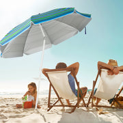 Costway - 7.2 Feet Portable Outdoor Beach Umbrella with Sand Anchor and Tilt Mechanism-Green