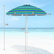 Costway - 7.2 Feet Portable Outdoor Beach Umbrella with Sand Anchor and Tilt Mechanism-Green
