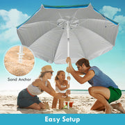 Costway - 7.2 Feet Portable Outdoor Beach Umbrella with Sand Anchor and Tilt Mechanism-Green