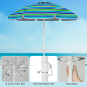Costway - 7.2 Feet Portable Outdoor Beach Umbrella with Sand Anchor and Tilt Mechanism-Green