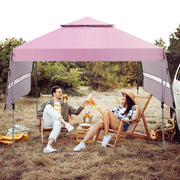 Costway - 10 x 17.6 Feet Outdoor Instant Pop-up Canopy Tent with Dual Half Awnings-Pink