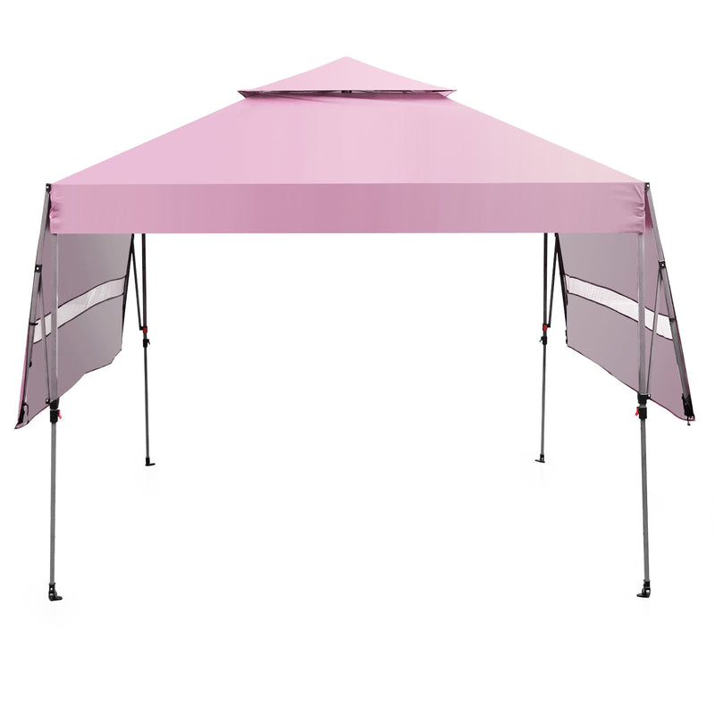 Costway - 10 x 17.6 Feet Outdoor Instant Pop-up Canopy Tent with Dual Half Awnings-Pink