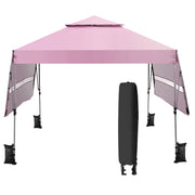 Costway - 10 x 17.6 Feet Outdoor Instant Pop-up Canopy Tent with Dual Half Awnings-Pink