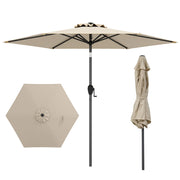 Costway - 7.5 feet Outdoor Patio Heavy Duty Market Umbrella with Push Button Tilt-Beige