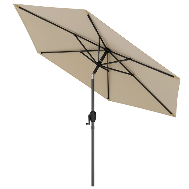 Costway - 7.5 feet Outdoor Patio Heavy Duty Market Umbrella with Push Button Tilt-Beige