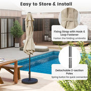 Costway - 7.5 feet Outdoor Patio Heavy Duty Market Umbrella with Push Button Tilt-Beige