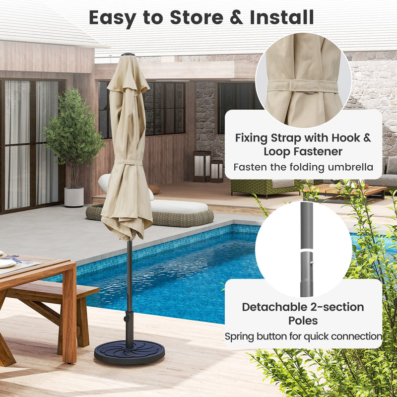 Costway - 7.5 feet Outdoor Patio Heavy Duty Market Umbrella with Push Button Tilt-Beige