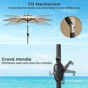 Costway - 7.5 feet Outdoor Patio Heavy Duty Market Umbrella with Push Button Tilt-Beige