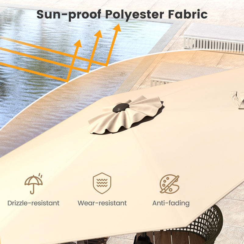 Costway - 7.5 feet Outdoor Patio Heavy Duty Market Umbrella with Push Button Tilt-Beige