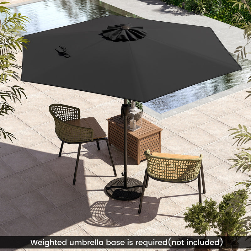 Costway - 7.5 feet Outdoor Patio Heavy Duty Market Umbrella with Push Button Tilt-Black