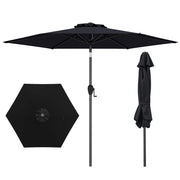 Costway - 7.5 feet Outdoor Patio Heavy Duty Market Umbrella with Push Button Tilt-Black