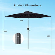 Costway - 7.5 feet Outdoor Patio Heavy Duty Market Umbrella with Push Button Tilt-Black