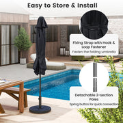 Costway - 7.5 feet Outdoor Patio Heavy Duty Market Umbrella with Push Button Tilt-Black