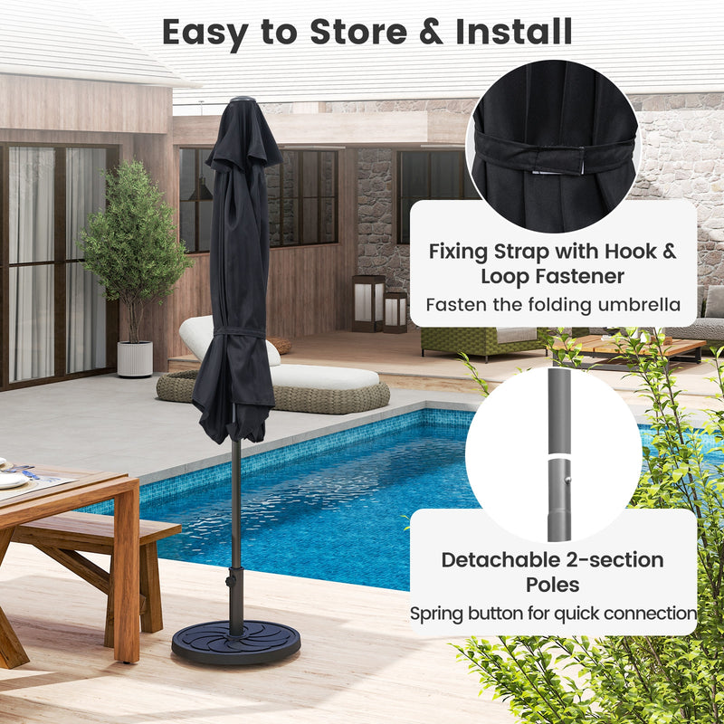 Costway - 7.5 feet Outdoor Patio Heavy Duty Market Umbrella with Push Button Tilt-Black