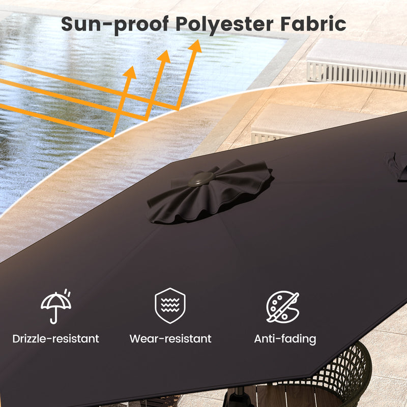 Costway - 7.5 feet Outdoor Patio Heavy Duty Market Umbrella with Push Button Tilt-Black