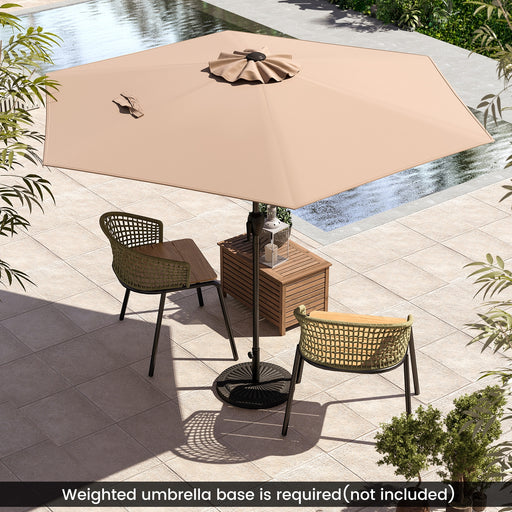 Costway - 7.5 feet Outdoor Patio Heavy Duty Market Umbrella with Push Button Tilt-Tan