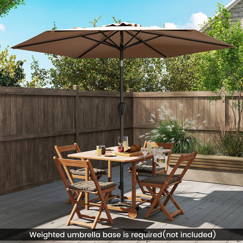 Costway - 7.5 feet Outdoor Patio Heavy Duty Market Umbrella with Push Button Tilt-Tan
