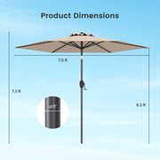 Costway - 7.5 feet Outdoor Patio Heavy Duty Market Umbrella with Push Button Tilt-Tan