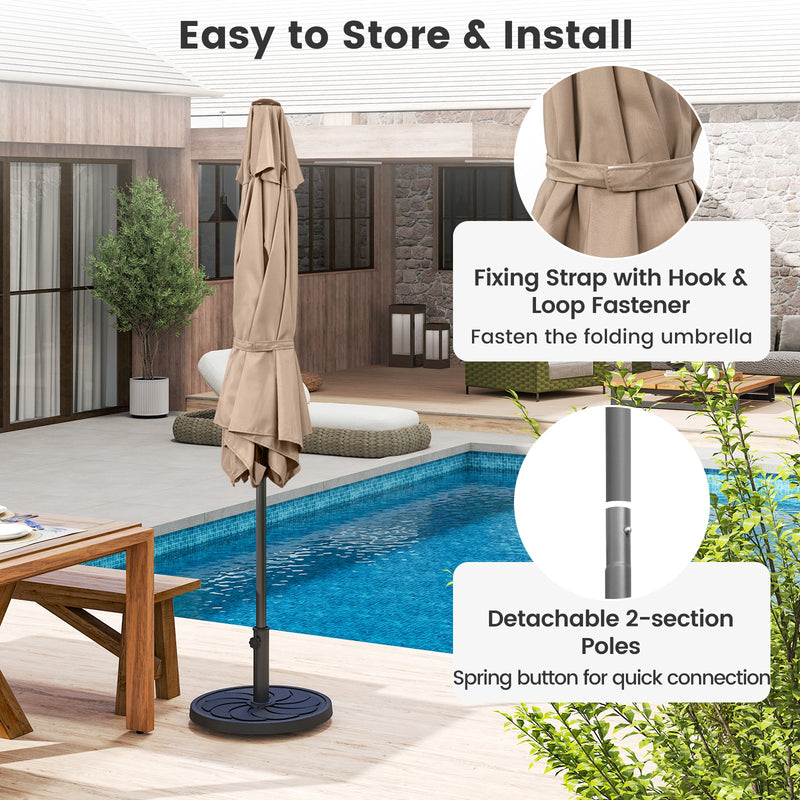 Costway - 7.5 feet Outdoor Patio Heavy Duty Market Umbrella with Push Button Tilt-Tan