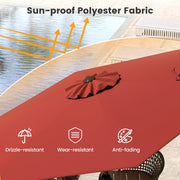 Costway - 7.5 feet Outdoor Patio Heavy Duty Market Umbrella with Push Button Tilt-Tan