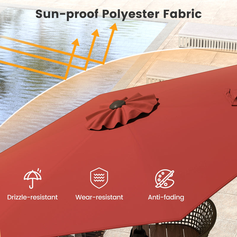 Costway - 7.5 feet Outdoor Patio Heavy Duty Market Umbrella with Push Button Tilt-Tan