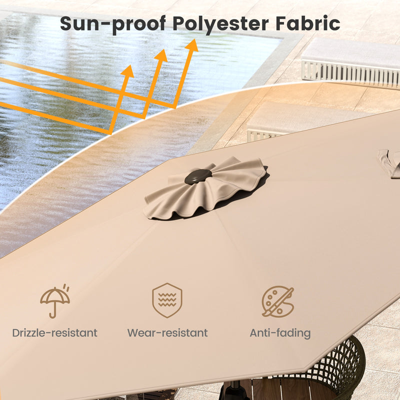 Costway - 7.5 feet Outdoor Patio Heavy Duty Market Umbrella with Push Button Tilt-Tan