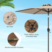 Costway - 7.5 feet Outdoor Patio Heavy Duty Market Umbrella with Push Button Tilt-Tan