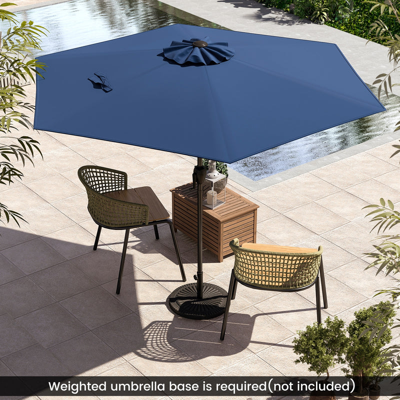 Costway - 7.5 feet Outdoor Patio Heavy Duty Market Umbrella with Push Button Tilt-Navy