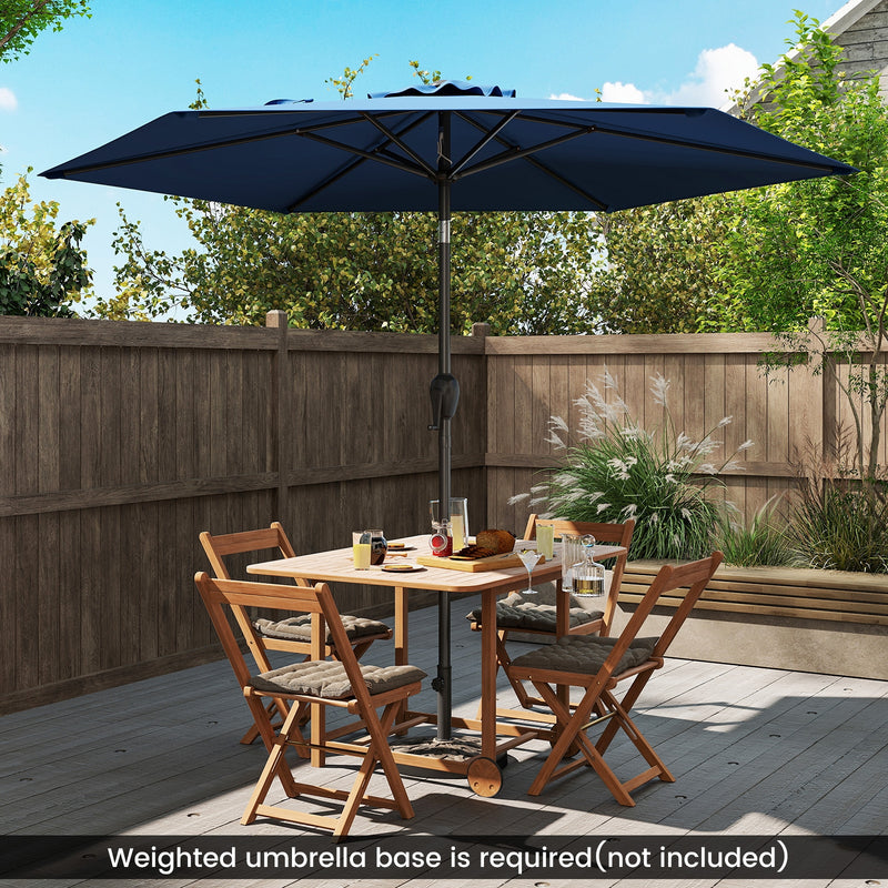 Costway - 7.5 feet Outdoor Patio Heavy Duty Market Umbrella with Push Button Tilt-Navy