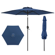 Costway - 7.5 feet Outdoor Patio Heavy Duty Market Umbrella with Push Button Tilt-Navy