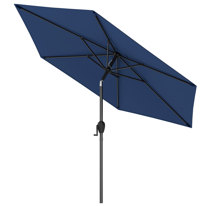 Costway - 7.5 feet Outdoor Patio Heavy Duty Market Umbrella with Push Button Tilt-Navy