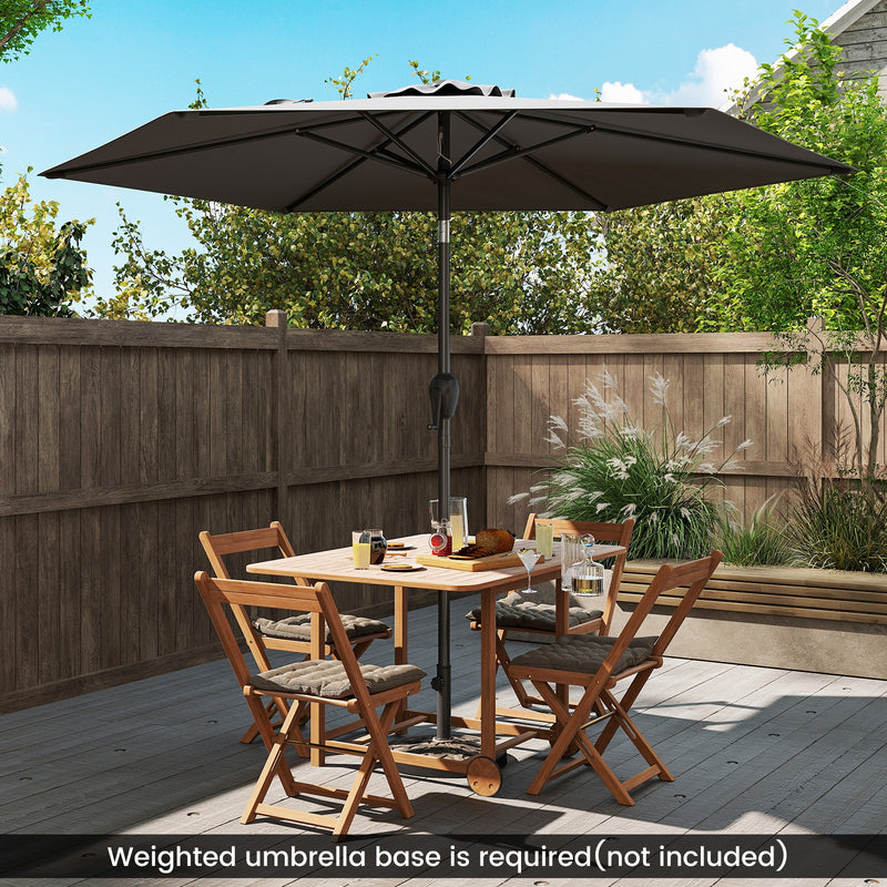 Costway - 7.5 feet Outdoor Patio Heavy Duty Market Umbrella with Push Button Tilt-Gray