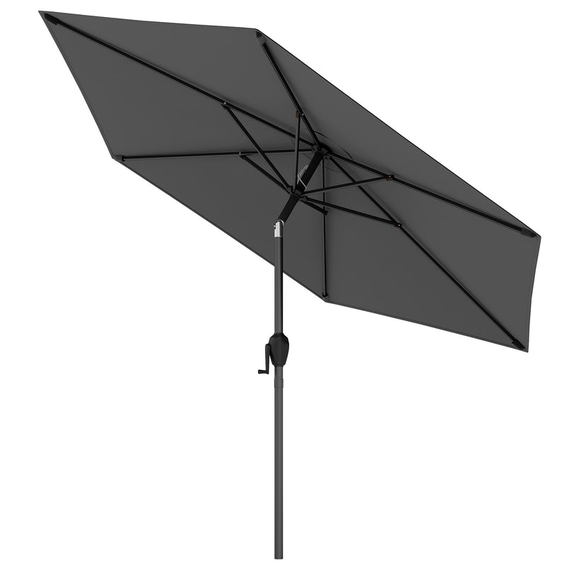 Costway - 7.5 feet Outdoor Patio Heavy Duty Market Umbrella with Push Button Tilt-Gray