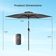 Costway - 7.5 feet Outdoor Patio Heavy Duty Market Umbrella with Push Button Tilt-Gray