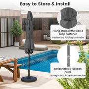 Costway - 7.5 feet Outdoor Patio Heavy Duty Market Umbrella with Push Button Tilt-Gray