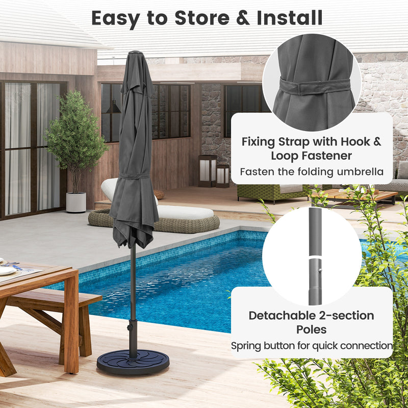 Costway - 7.5 feet Outdoor Patio Heavy Duty Market Umbrella with Push Button Tilt-Gray