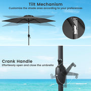 Costway - 7.5 feet Outdoor Patio Heavy Duty Market Umbrella with Push Button Tilt-Gray