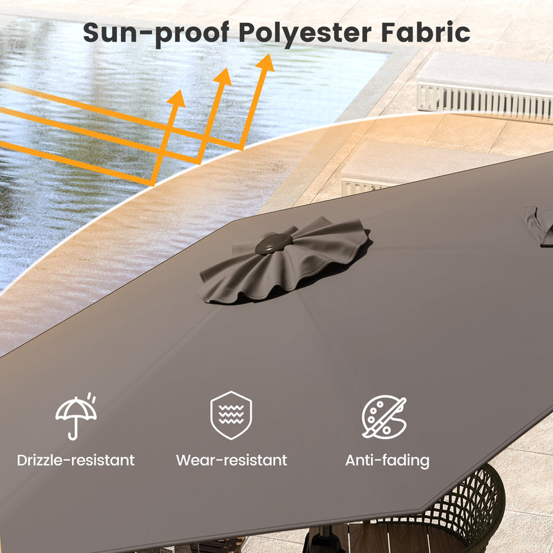 Costway - 7.5 feet Outdoor Patio Heavy Duty Market Umbrella with Push Button Tilt-Gray