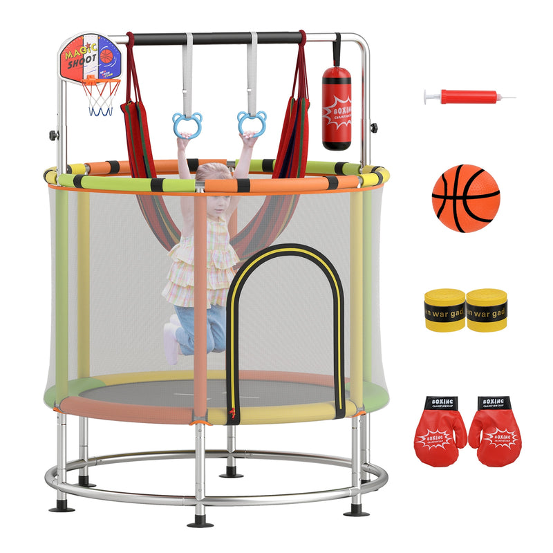 Costway - 55" Kids Trampoline Gift for for 3-6 Years Old Boys and Girls-Green