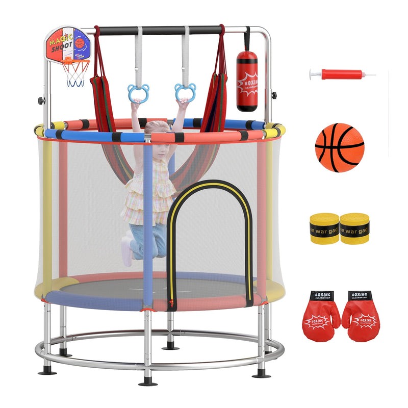 Costway - 55" Kids Trampoline Gift for for 3-6 Years Old Boys and Girls-Red