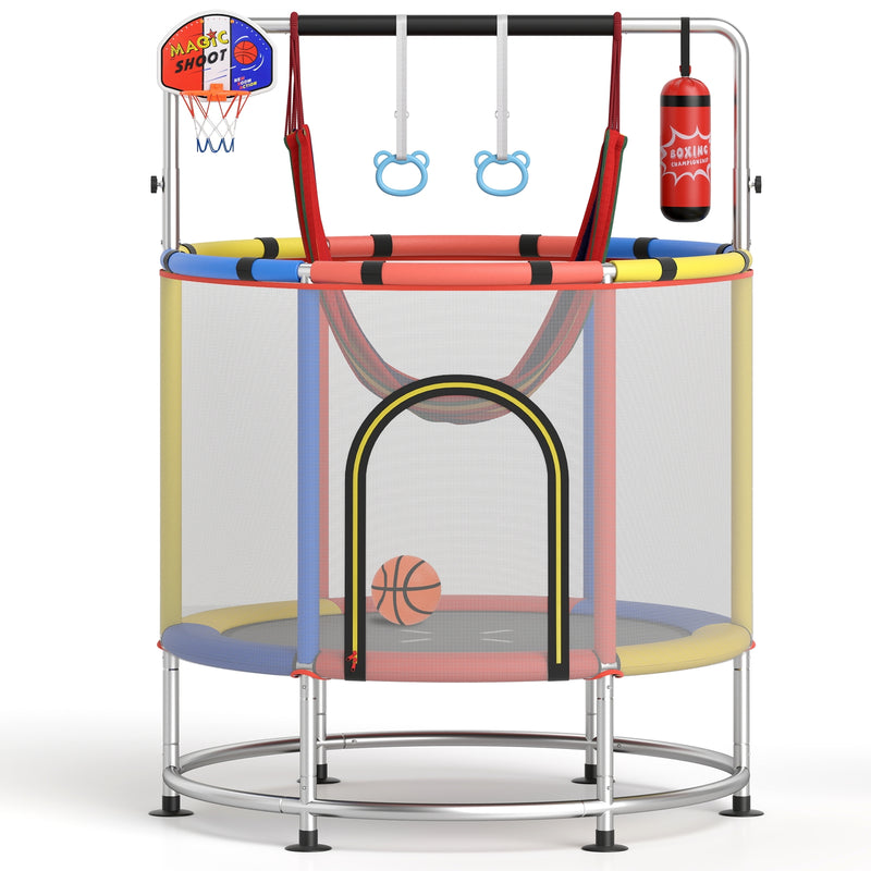 Costway - 55" Kids Trampoline Gift for for 3-6 Years Old Boys and Girls-Red