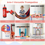 Costway - 55" Kids Trampoline Gift for for 3-6 Years Old Boys and Girls-Red