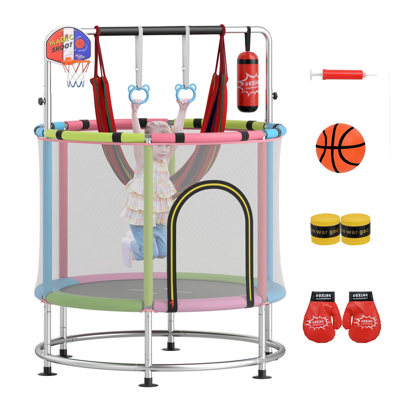 Costway - 55" Kids Trampoline Gift for for 3-6 Years Old Boys and Girls-Pink