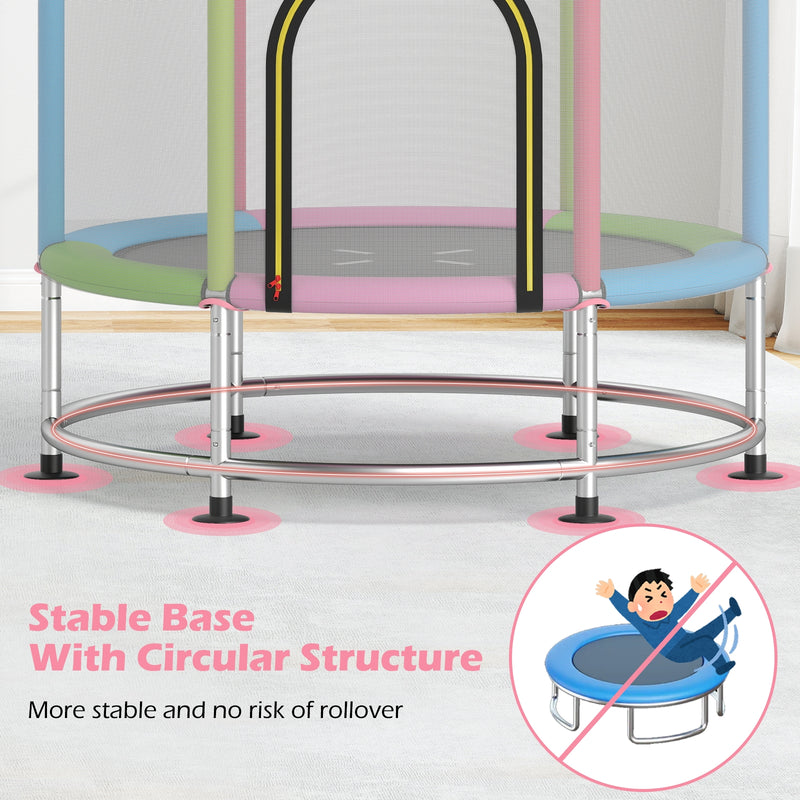 Costway - 55" Kids Trampoline Gift for for 3-6 Years Old Boys and Girls-Pink