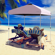 Costway - 6.6 x 6.6 Feet Outdoor Pop-up Canopy Tent with Roller Bag-Pink