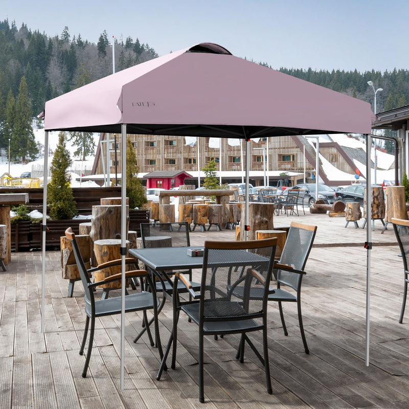 Costway - 6.6 x 6.6 Feet Outdoor Pop-up Canopy Tent with Roller Bag-Pink