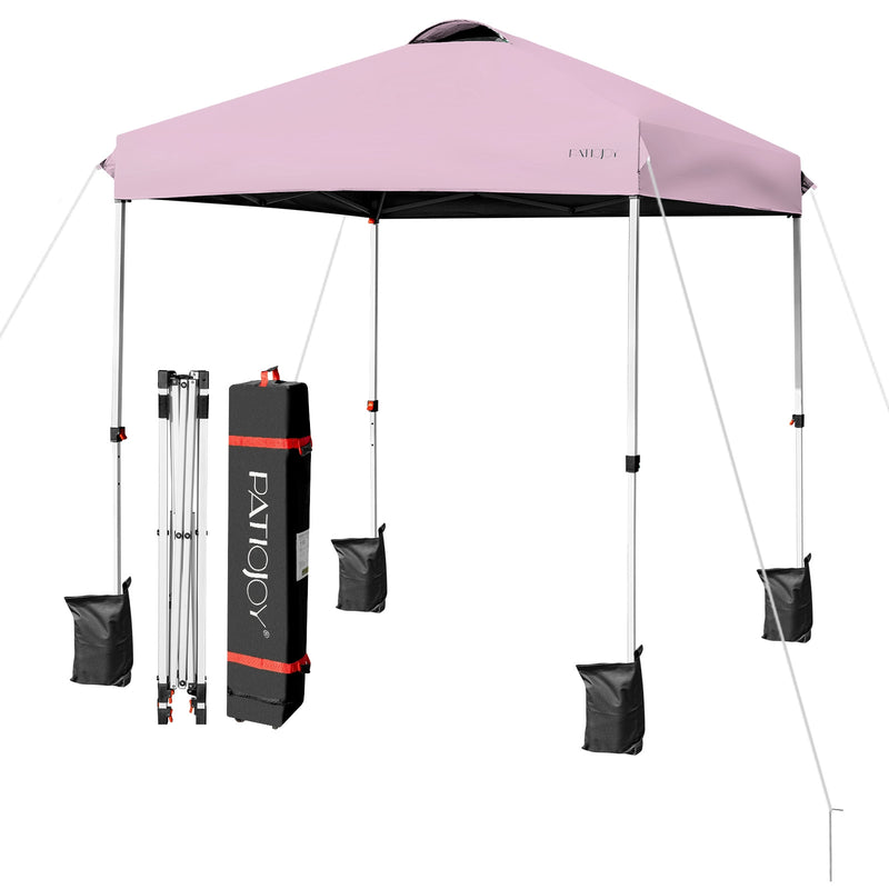 Costway - 6.6 x 6.6 Feet Outdoor Pop-up Canopy Tent with Roller Bag-Pink