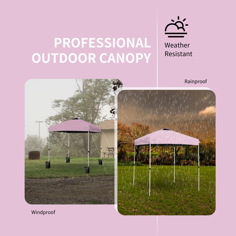 Costway - 6.6 x 6.6 Feet Outdoor Pop-up Canopy Tent with Roller Bag-Pink